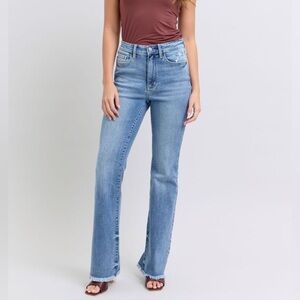 NWT Judy Blue Raw Hem High Rise Bootcut Jeans Size 13/31 Cotton-Poly-Spandex